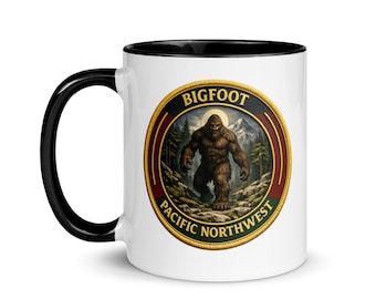 Tazza con distintivo di Bigfoot – Tazza da caffè Sasquatch – Regalo per amanti delle creature criptiche del Pacifico nord-occidentale – Regalo per gli appassionati di Bigfoot