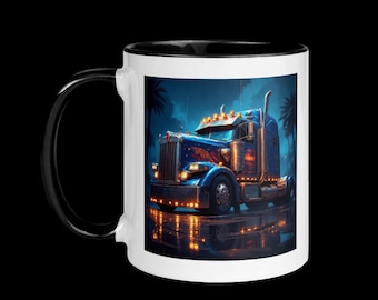 Taza de café con temática de camión semirremolque - Serie Trucker