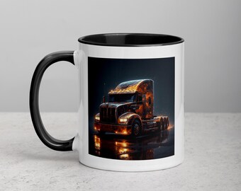 Taza de café con temática de camión semirremolque - Serie Trucker