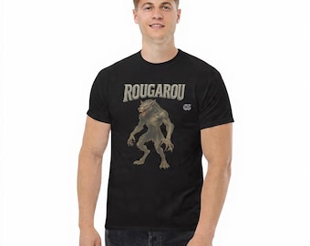 Camiseta gráfica Rougarou, diseño de texto de piedra, unisex