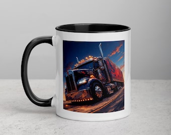 Taza de café con temática de camión semirremolque - Serie Trucker