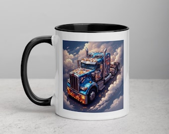 Taza de café con diseño de camión semirremolque • Regalo para amantes de los camiones grandes