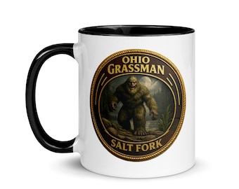 Tazza in ceramica con forchetta di sale Ohio Grassman – Design con creatura Bigfoot