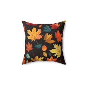Autumn Leaves Pillow: Spun Polyester Fall Home Decor