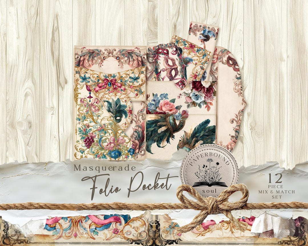 Masquerade Junk Journal Folio, Digital Junk Journal Loaded Folder ...