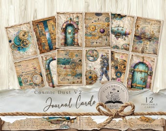 Junk Journal Digital Printables Cosmos Stars. Steampunk Junk, Journal Doors, industrial Junk, Journal Ephemera, steampunk journal, space.