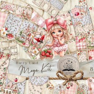 Ladybug Junk Journal Kit, Strawberry Junk Journal Ephemera, Folio Junk Journal For Children, Fruit Junk Journals Pages, berry sweet JJ005.