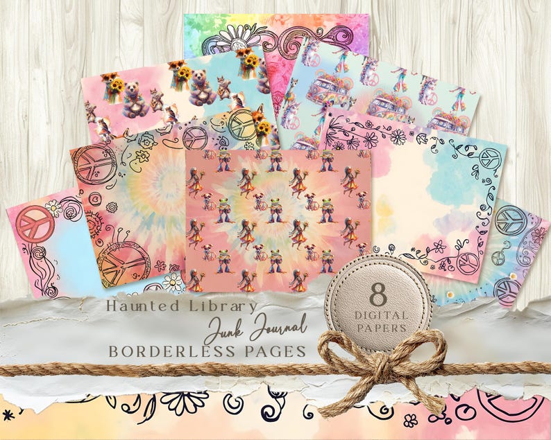 Hippie Junk Journal Background Pages, Hippie Unicorn, Hippie Woodland ...