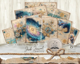 Junk Journal Digital Printables Cosmos Stars. Steampunk Junk Journal Doors, industrial Journal, Junk Journal Pages, steampunk journal.