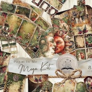 Holy Pagan, Sacred Pagan Junk Journal Kit, groene heks junkjournaalpagina&#39;s, hemelse afdrukbaar, mystieke weide, grimoireboek, hekserij.