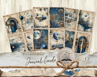 Steampunk cosmos Themed Digital Print Background Pages Cards Junk Journal, Printable Journaling, antique space, vintage science, masculine.