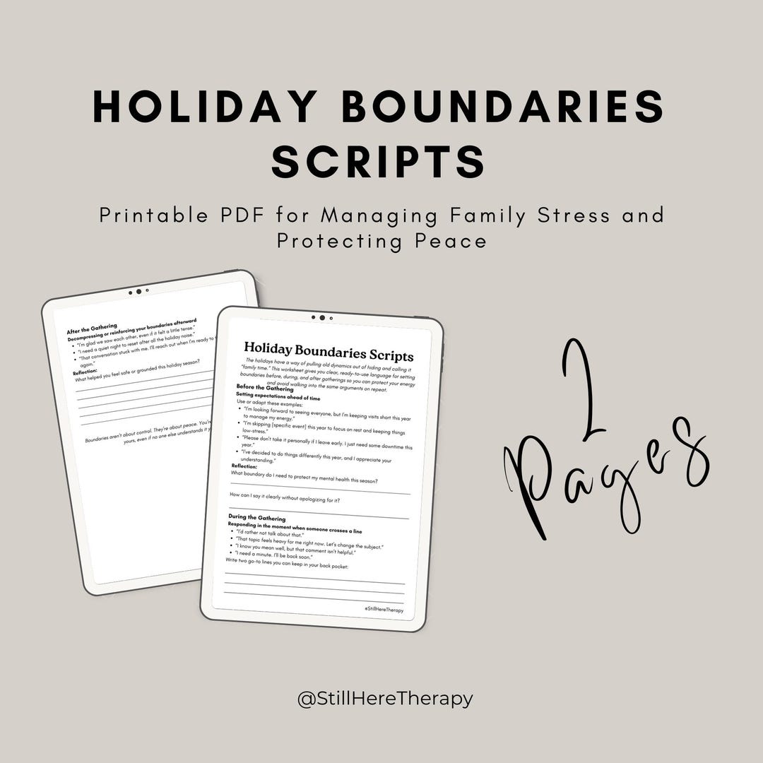 Holiday Boundaries Scripts | 2 Page Printable Worksheet for Managing ...