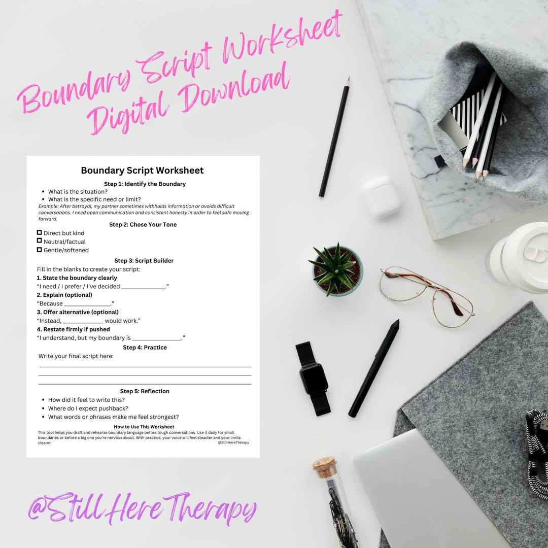 Boundary Script Worksheet | Rebuilding Trust & Relationships | Trauma ...
