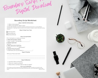Boundary Script Worksheet | Rebuilding Trust & Relationships | Trauma Healing Printable | Digital Download