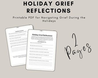 Holiday Grief Reflections | 2 Page Printable Worksheet for Navigating Grief During the Holidays