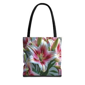 Floral Tote Bag - Spring Flower Handbag, Botanical Market Tote, Garden Canvas Purse, Nature Print Shoulder Bag, Boho Chic Grocery Bag