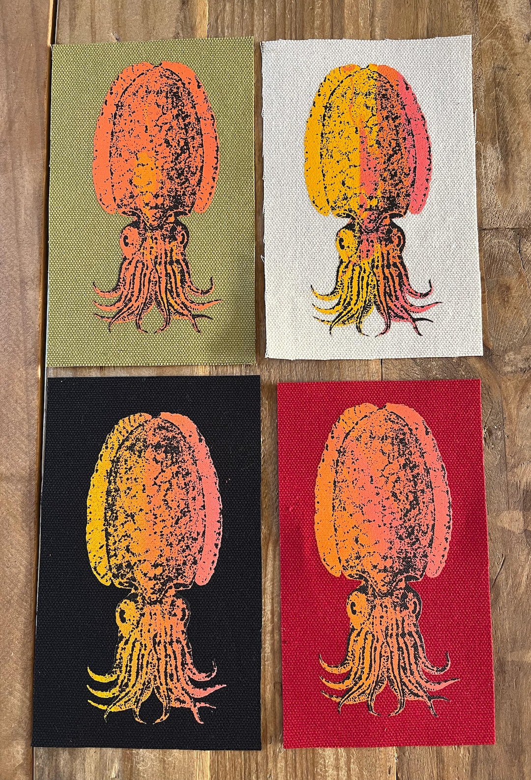 Cuttlefish - Neon Ombre - Small Canvas Patch - Sunset - Etsy