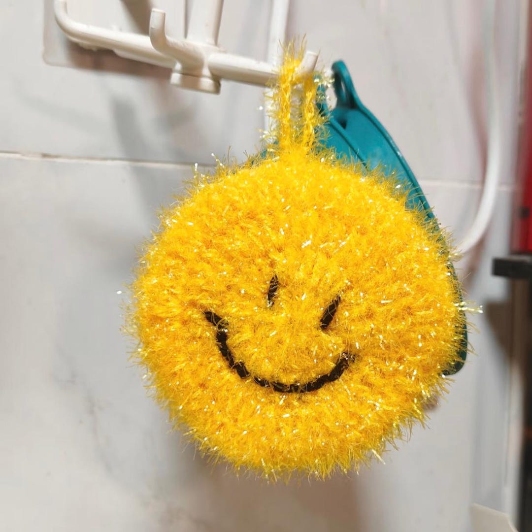 Crochet Smiley Face Dish Scrubby Pattern – Fun Reusable Kitchen ...