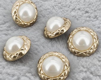 Vintage Pearl Buttons, Gold Edge Buttons for Sewing, Coat Buttons, DIY Crafts, Clothing Embellishment, Decorative Pearl Button