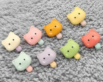 Kawaii Cat Resin Buttons Set – Pastel Kitten Sewing Embellishments