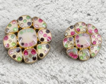 Colorful Rhinestone Flower Button, Decorative Gold Embellishment, Sparkle Resin Craft Button, Sewing DIY Accessories