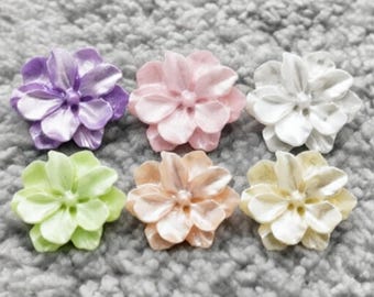 3D Pearlescent Flower Shank Buttons, Pastel Resin Crafting Supplies