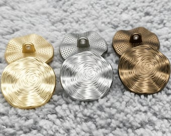 Vintage Metal Buttons, Gold Brass Sewing Buttons, Textured Round Shank Buttons for Coat Jacket Blazer DIY Craft Supplies