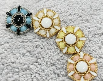Luxury Vintage Style Buttons for Cardigan and Blazer, Ornate Gold Metal Shank Button with Gemstone & Woven Detail, Elegant Sewing Supplies