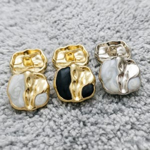 Irregular Metal Buttons, Gold Silver Marbled Resin Shank Buttons, Blazer Coat Sewing