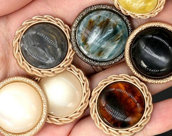 Vintage Gold Faux Pearl Shank Buttons, Ornate Decorative Metal Buttons