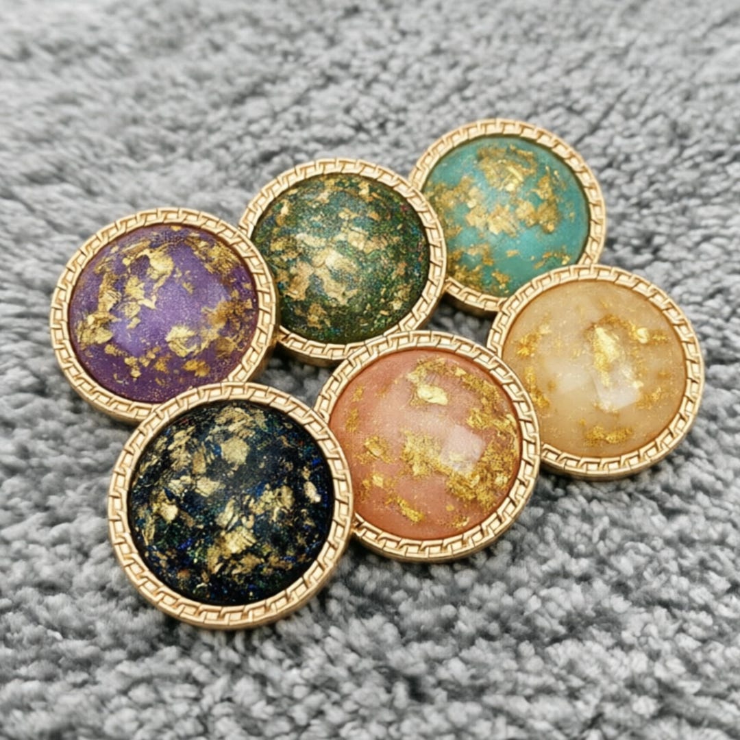 Shank Button Gold Rim Vintage Gold Foil Resin Buttons, Decorative Gold Rimmed Shank Buttons ...