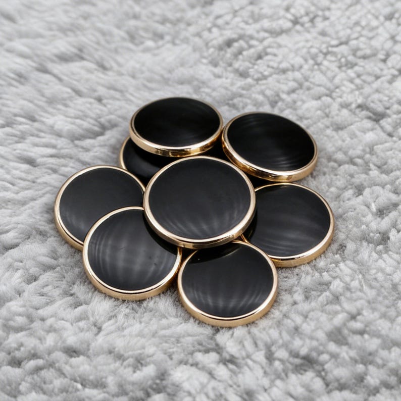 Shank Button Gold Rim Black Oval Metal Shank Button Gold Rim | Sewing Button for Coat Blazer ...