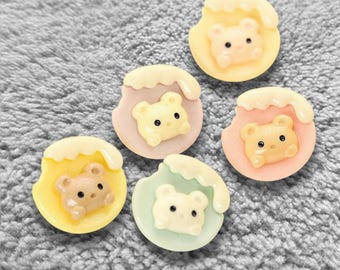 Conjunto de botões de urso fofos – botões de resina para costura Kawaii, enfeites de animais em tons pastel para tricô, scrapbooking, materiais para artesanato DIY