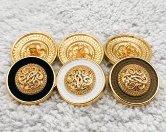 Vintage Luxury Gold Metal Buttons for Blazer, Chanel Style Filigree Shank Button, Quiet Luxury Craft Supplies for Sewing Jacket Coat