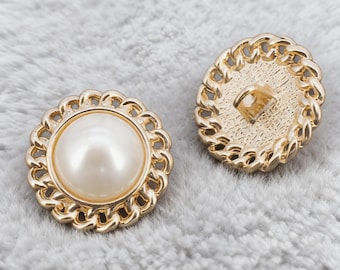 Gold Pearl Button Vintage Style | Round Pearl Sewing Button | Elegant Coat Cardigan Dress DIY Accessories