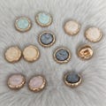 Gold Scalloped Metal Gemstone Buttons, Decorative Pastel Buttons for Cardigans, Vintage Style Shank Buttons for Sewing & DIY Crafts product logo