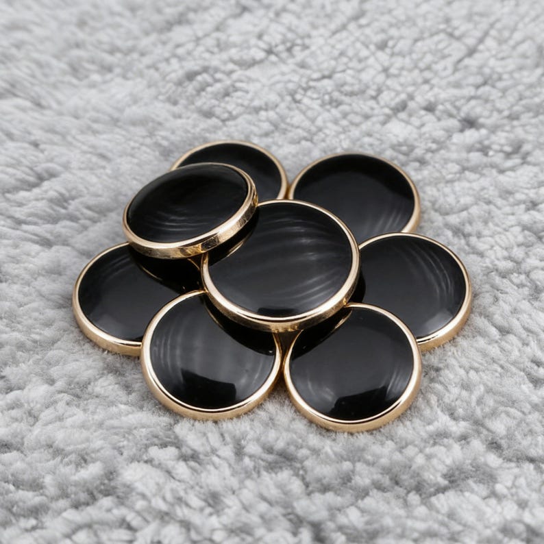 Shank Button Gold Rim Black Oval Metal Shank Button Gold Rim | Sewing Button for Coat Blazer ...