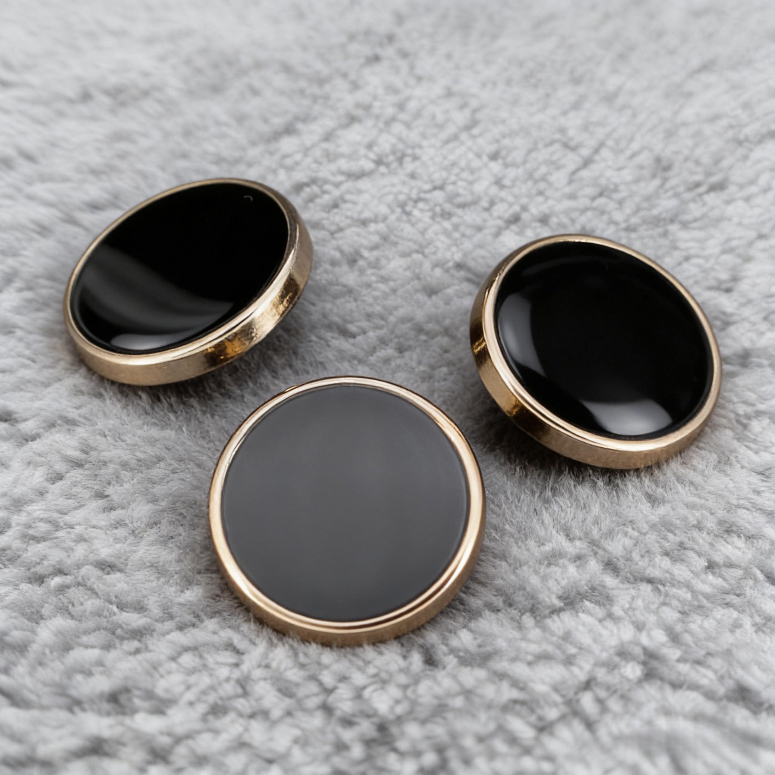 Shank Button Gold Rim Black Oval Metal Shank Button Gold Rim | Sewing Button for Coat Blazer ...