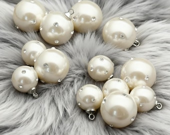 Rhinestone Pearl Buttons for Clothing, Shiny Craft Buttons, DIY Sewing Supplies, Decorative Buttons for Dress, Coat, Shirt