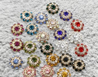 Luxury Rhinestone Buttons for Sewing, Vintage Crystal Flower Decorative Buttons for Blazers, Cardigans, Coats, Crafting Embellishments