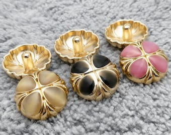 Vintage Clover Gold Buttons for Blazer & Cardigan, Elegant Flower Shank Buttons for Sewing, Luxury Designer Style Buttons