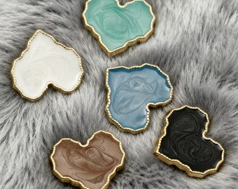 Heart Resin Buttons, Gold Edge, DIY Sewing Crafts