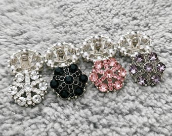 Vintage Rhinestone Flower Buttons for Sewing, Luxury Crystal Shank Buttons for Coats & Cardigans, Silver Decorative Buttons