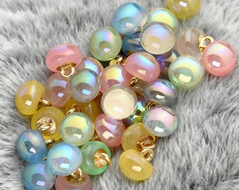 Iridescent Resin Buttons – Shiny Pastel Sewing Buttons for Clothes, Knitting, DIY Crafts, Scrapbooking, Decorative Accessories