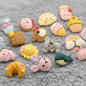 Kawaii Resin Sewing Buttons - Animal & Food Shapes - 6-Piece Set