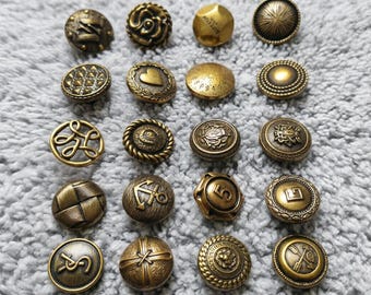 Vintage Metal Buttons for Blazers & Coats - Antique Bronze Shank Buttons with Lion Anchor Rose Heart - Retro Sewing Supplies for DIY Craft