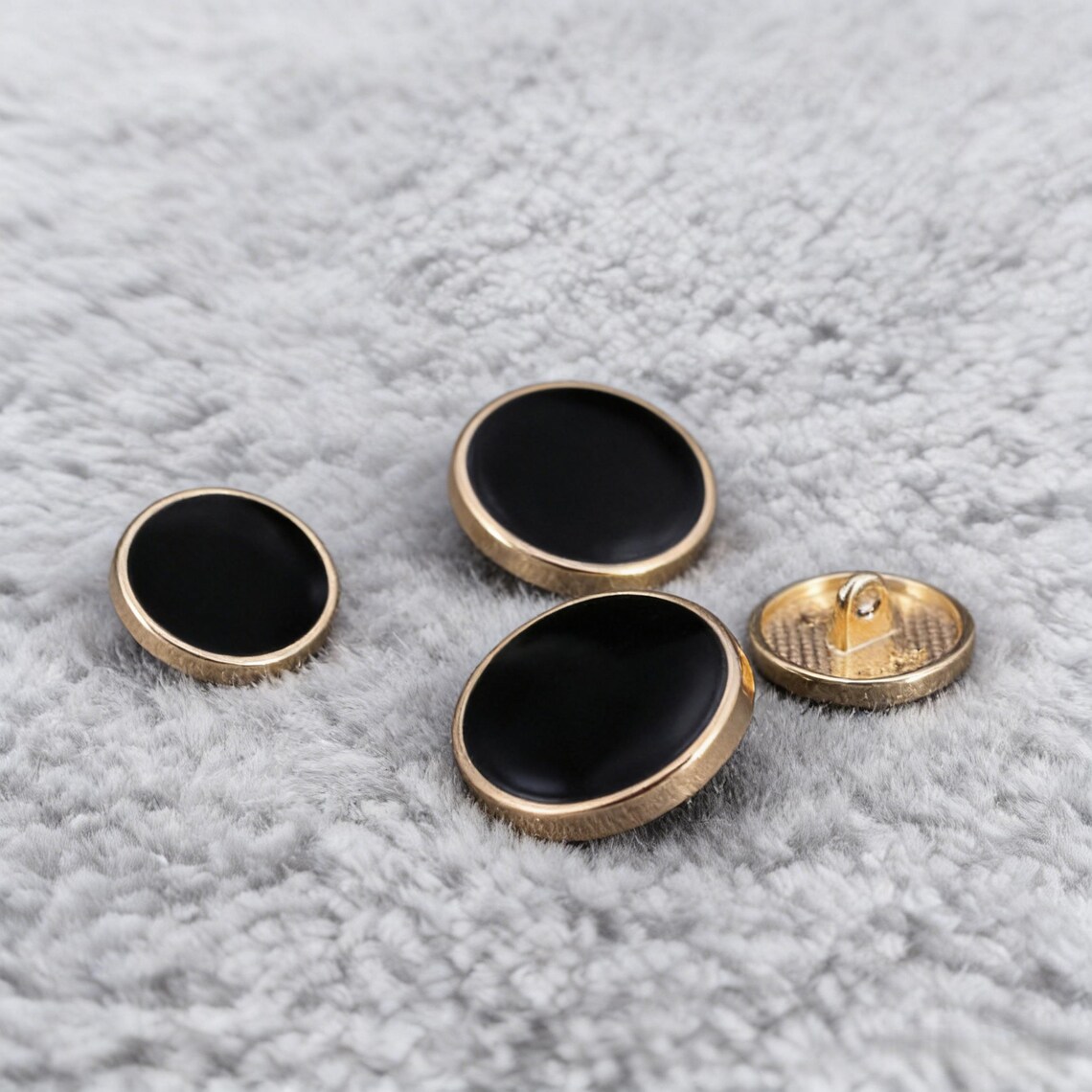 Shank Button Gold Rim Black Oval Metal Shank Button Gold Rim | Sewing Button for Coat Blazer ...