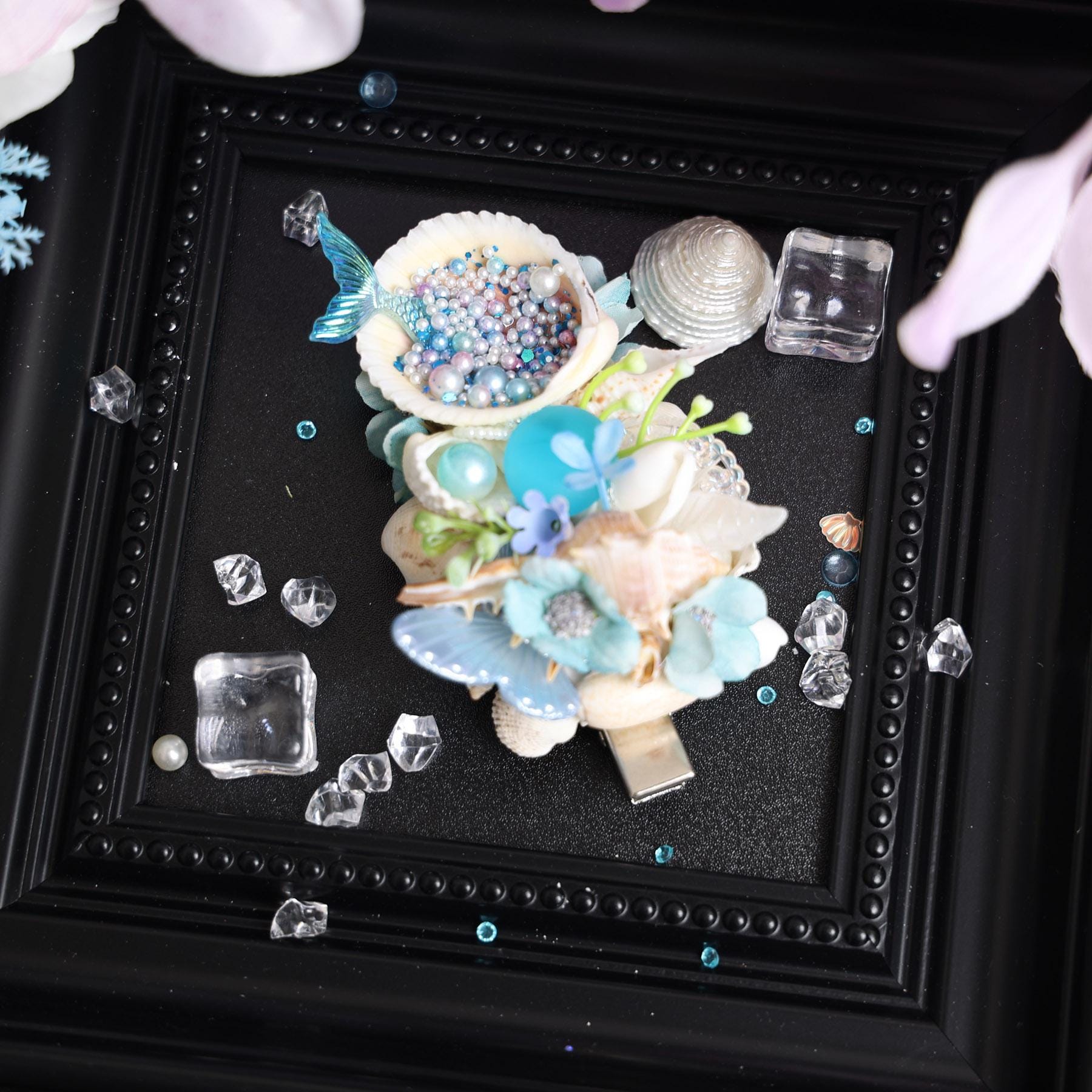Seashell Mermaid Hair Clip | Handmade Pink Floral Barrette | Ocean