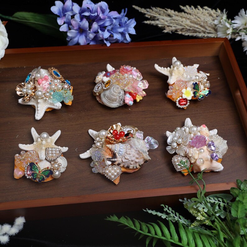 Seashell Fridge Magnet, Coastal Mermaid Decor, Beach Kitchen Accent ...