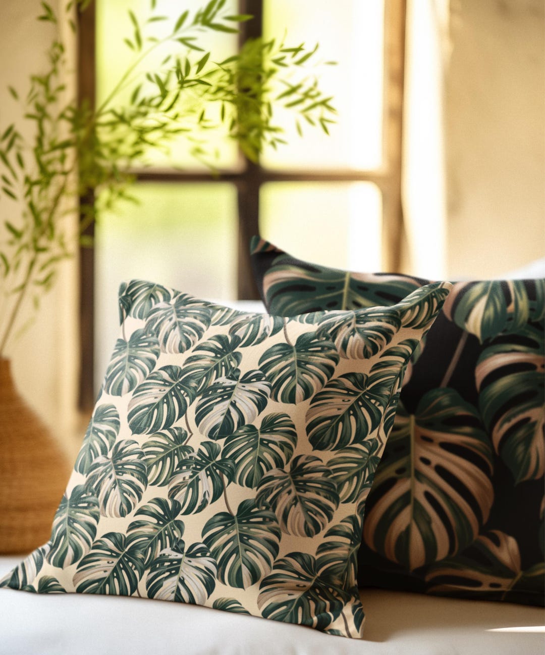 Mini Monstera Leaf Pattern PNG | Neutral Tropical Botanical Print ...